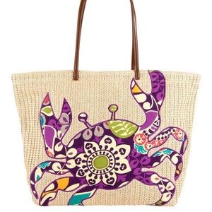 Vera Bradley Seaside Crab Straw Tote